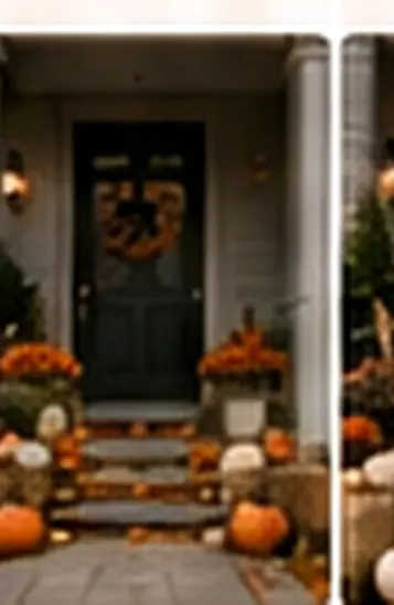 Porch with columns with holiday decor preview